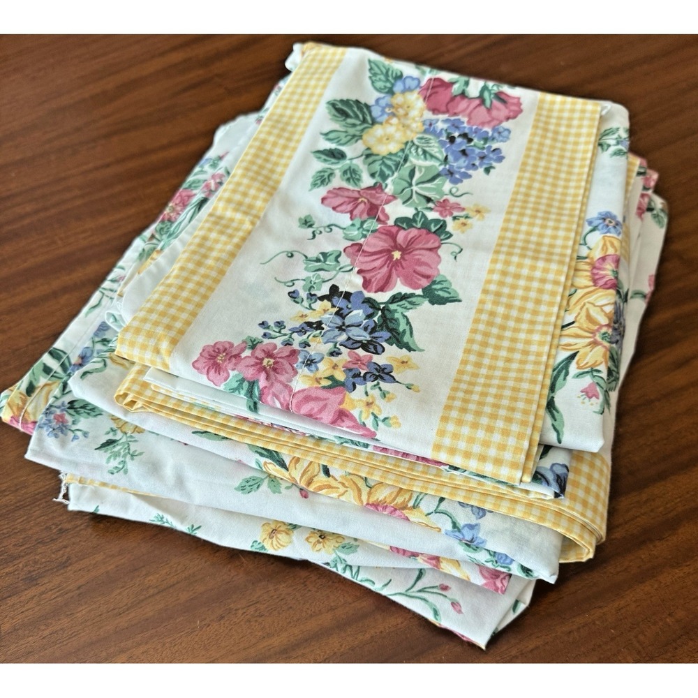Vintage WestPoint Stevens Full Sheet Set Botanical Floral Yellow Gingham USA